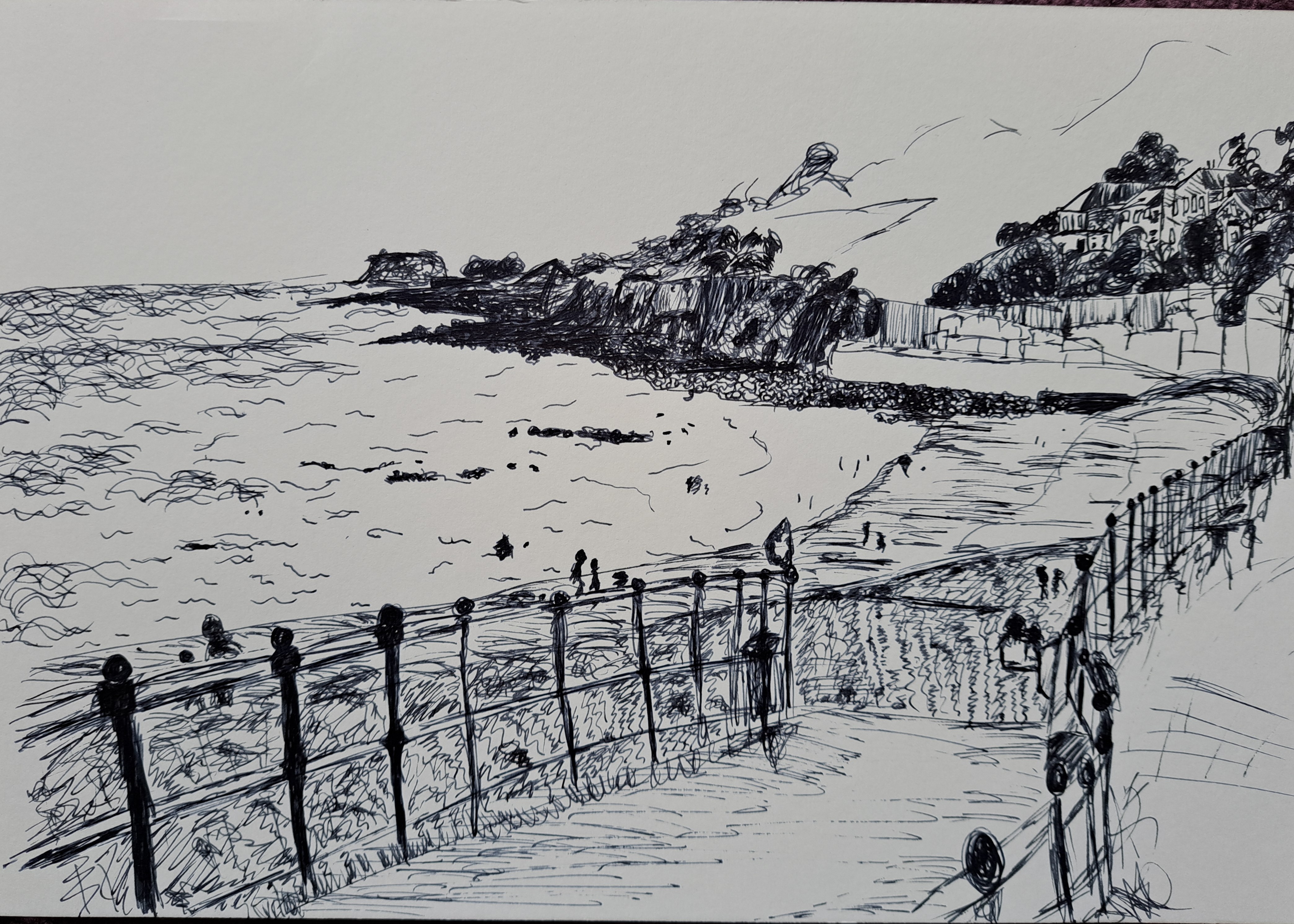 unfinished drawing of ventnor bay